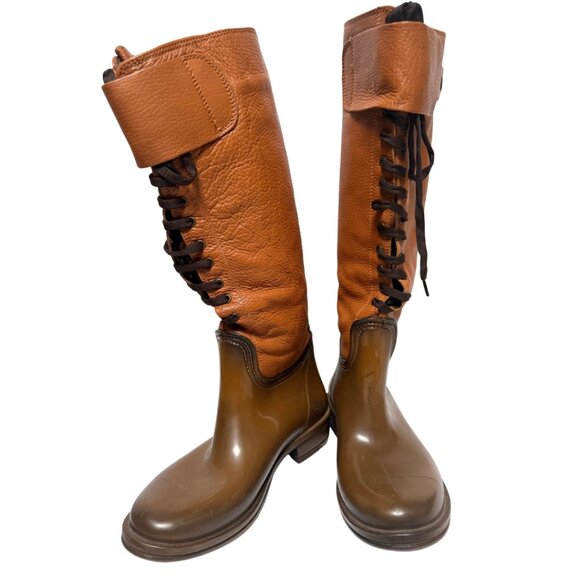 Brand New Vintage-Style Leather Riding Boots – Lace-Up, Lined, Rubber Sole – EU - Picture 1 of 8